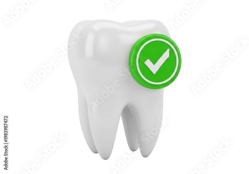 A single tooth with a green checkmark indicating approval or health