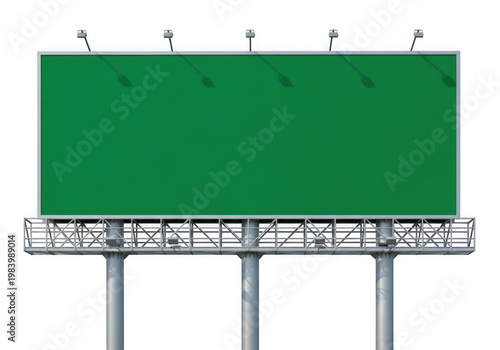 Large green highway road sign with white text and border details
