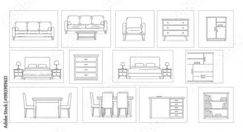 Architectural Drawings of Furniture and Room Layouts.