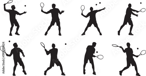 A set of vector silhouettes featuring people in action, including dancing figures and athletes playing sports like soccer, basketball, and tennis with a black art illustration style