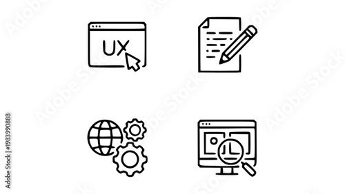 Modern line icons for user experience and interface design.