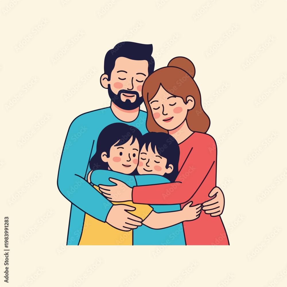 Obraz premium Happy family hugging each other.