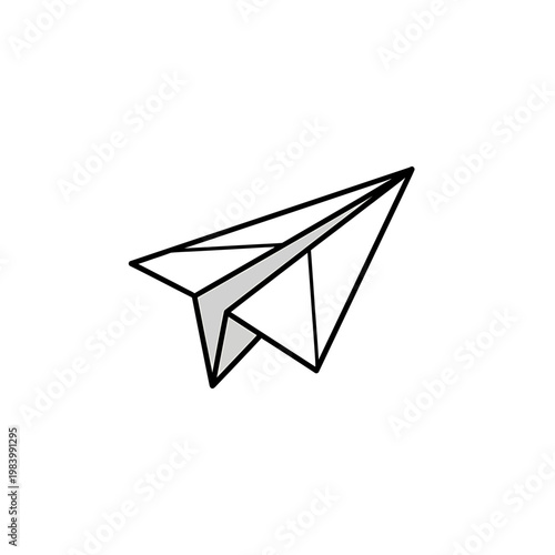Minimalist Paper Airplane Vector Illustration Isolated on White