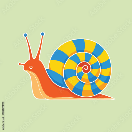 Colorful Snail Shell Animal Illustration.