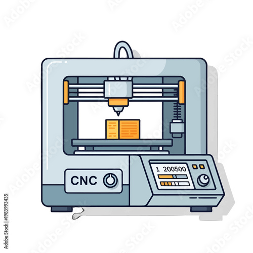 A modern manufacturing machine creating an object layer by layer