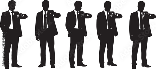 Business Executive Punctuality and Time Management Silhouettes