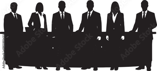 Office Reception Check-in and Visitor Line Silhouettes