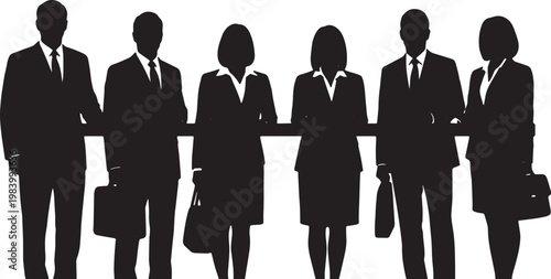 Office Reception Check-in and Visitor Line Silhouettes