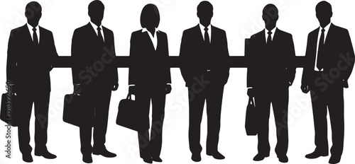 Office Reception Check-in and Visitor Line Silhouettes