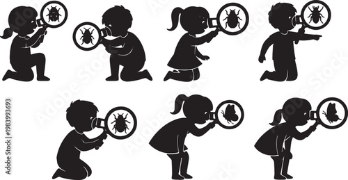 Kids Observing Bugs with Viewers