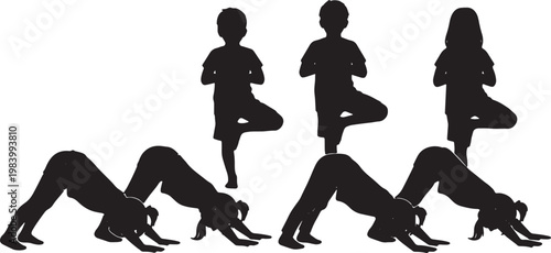 Children Practicing Yoga and Stretching