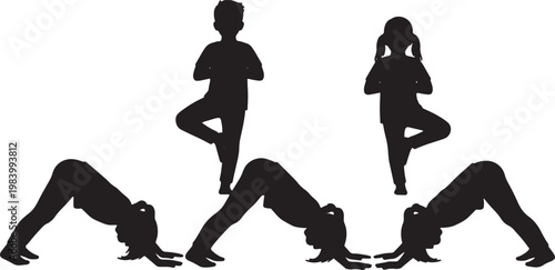 Children Practicing Yoga and Stretching