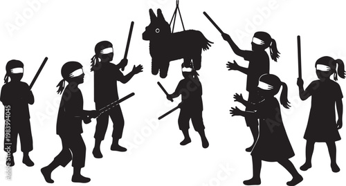 Kids Hitting Piñata at Party