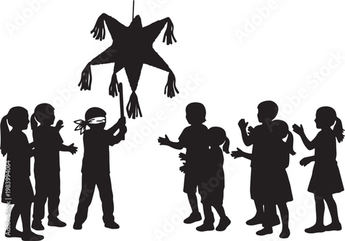 Kids Hitting Piñata at Party