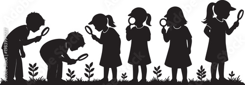 Kids Using Magnifying Glasses