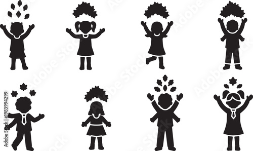 Children Playing in Autumn Leaves