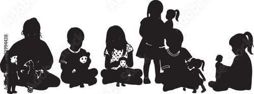 Kids Playing with Dolls and Figures