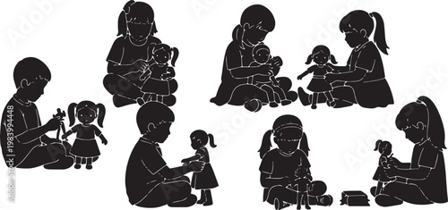 Kids Playing with Dolls and Figures