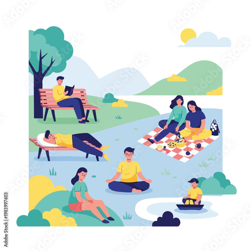 People enjoying outdoor leisure activities together 3.