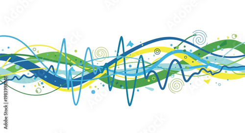 Colorful abstract waveform graphic design element.