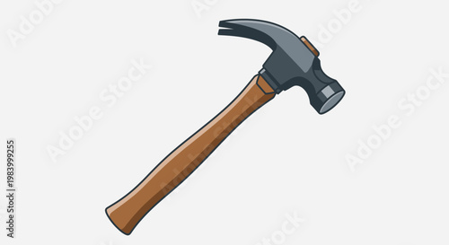 Hammer with wooden handle and metal.