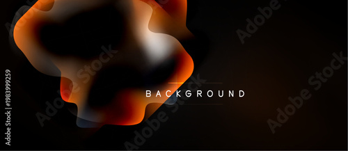 Abstract fluid shapes, warm colors blend into dark background. Text reads background below central form. Modern design element.