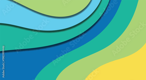 Colorful abstract wavy layered shapes.