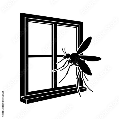 Mosquito at Window Icon – Insect Trying to Enter Through Window