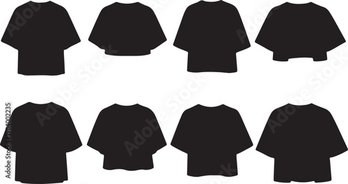 Blank fashion clothing mockup set with modern t shirt silhouette templates