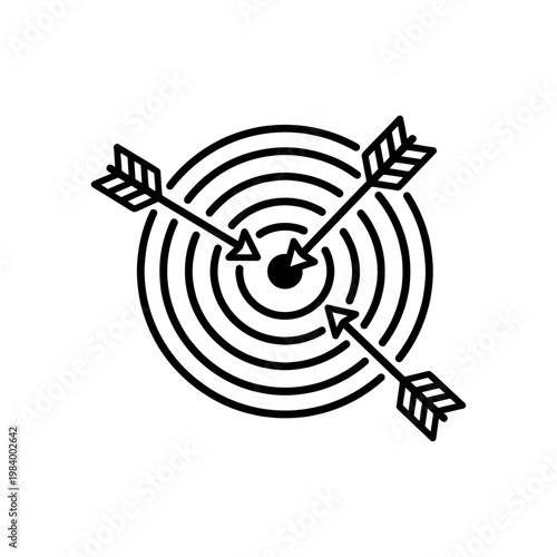 Target marketing icon. minimal outline target arrows vector illustration.