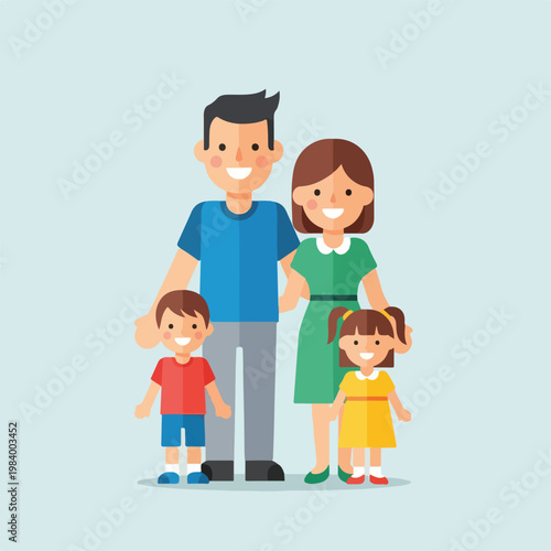 Happy family with two young children.