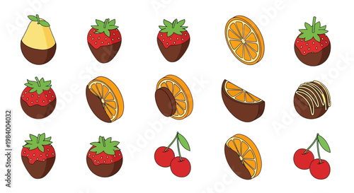 Chocolate covered strawberries and fruit.