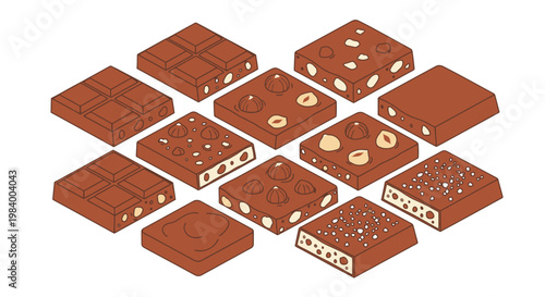 Brown Chocolate Bars with Nuts.