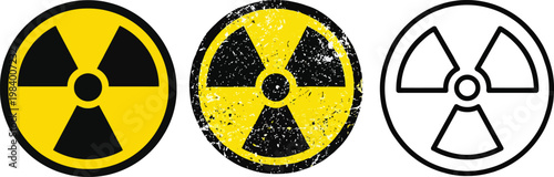 Radioactive Vector Icons Set, hazard and radiation symbol collection featuring nuclear warning signs, toxic material icons, biohazard alerts, energy hazard symbols, and safety warning graphics 