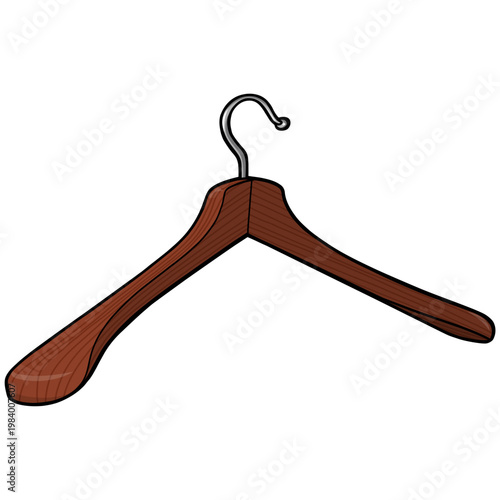 Wooden Clothes Hanger Illustration Vector