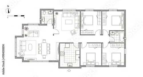 Architectural floor plan drawing of a residential house layout.
