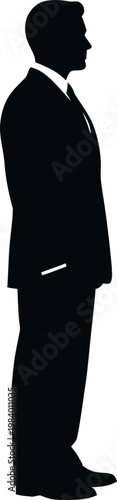 Silhouette of a businessman in a suit, standing formally and professionally for corporate occasions