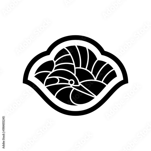 kingfisher, bird, vector Japanese family crest style logo design