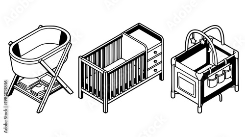 Baby cribs and bassinets for nursery furniture designs