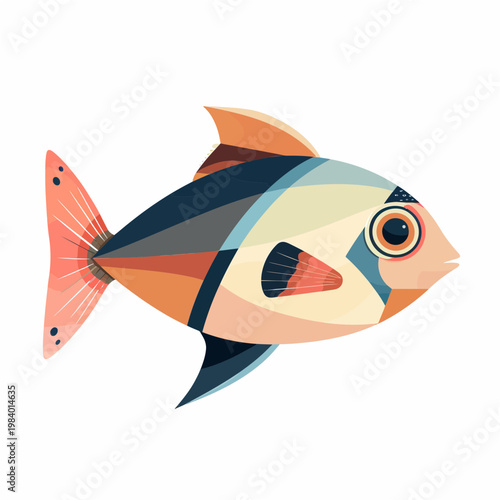 Colorful vector fish illustration with orange, blue, and white scales and fins