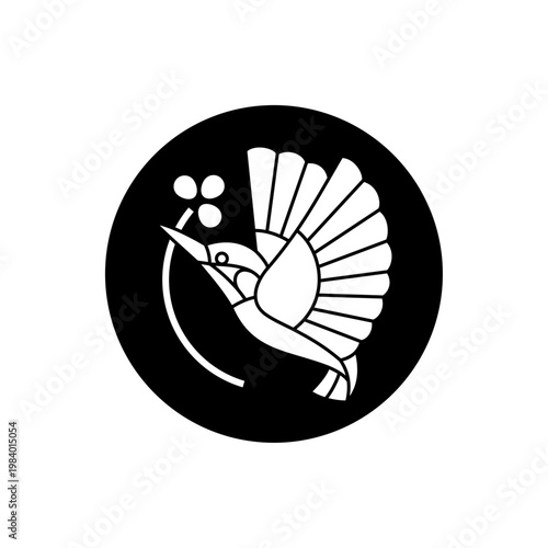kingfisher, bird, vector Japanese family crest style logo design