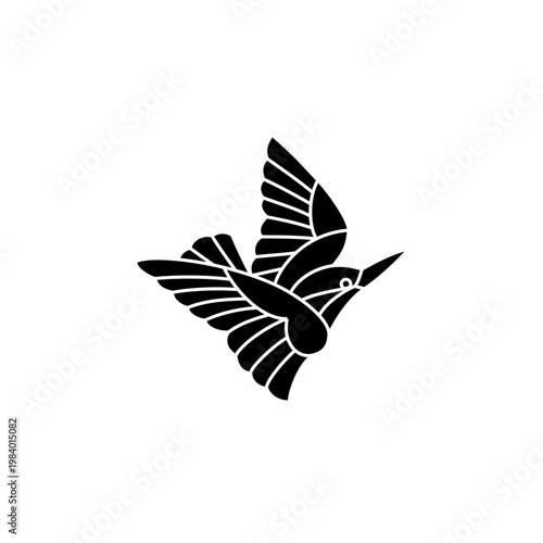 kingfisher, bird, vector Japanese family crest style logo design