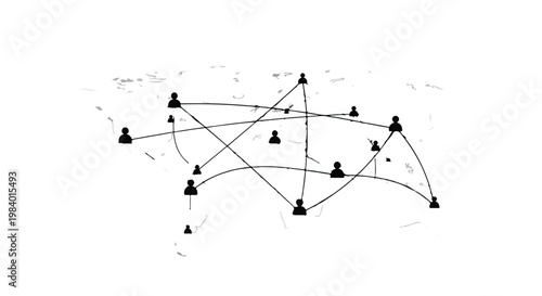 Global network of interconnected people symbolized by simple figures and lines on a world map.