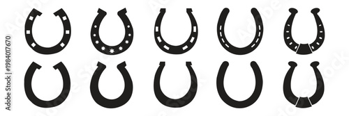 collection of horseshoe glyph icon set. Horseshoes icon, Horse shoe for luck sign on white background. Vector illustration