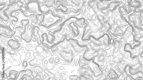 Abstract Topographic Map Lines. Monochrome Terrain Lines Art. Wavy Geographical Contour Lines. 