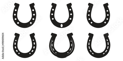 horseshoe glyph icon set. Horseshoes icon, Horse shoe for luck sign on white background. Vector illustration.