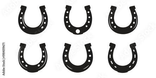 horseshoe glyph icon set. Horseshoes icon, Horse shoe for luck sign on white background. Vector illustration.