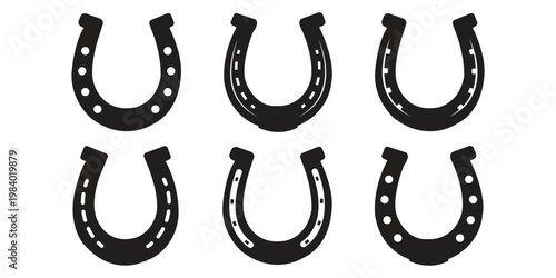 horseshoe glyph icon set. Horseshoes icon, Horse shoe for luck sign on white background. Vector illustration.