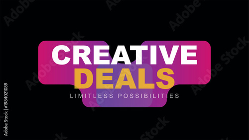 Creative deals promotional banner with overlapping colorful shapes