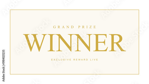 Grand prize winner announcement banner with elegant gold typography
